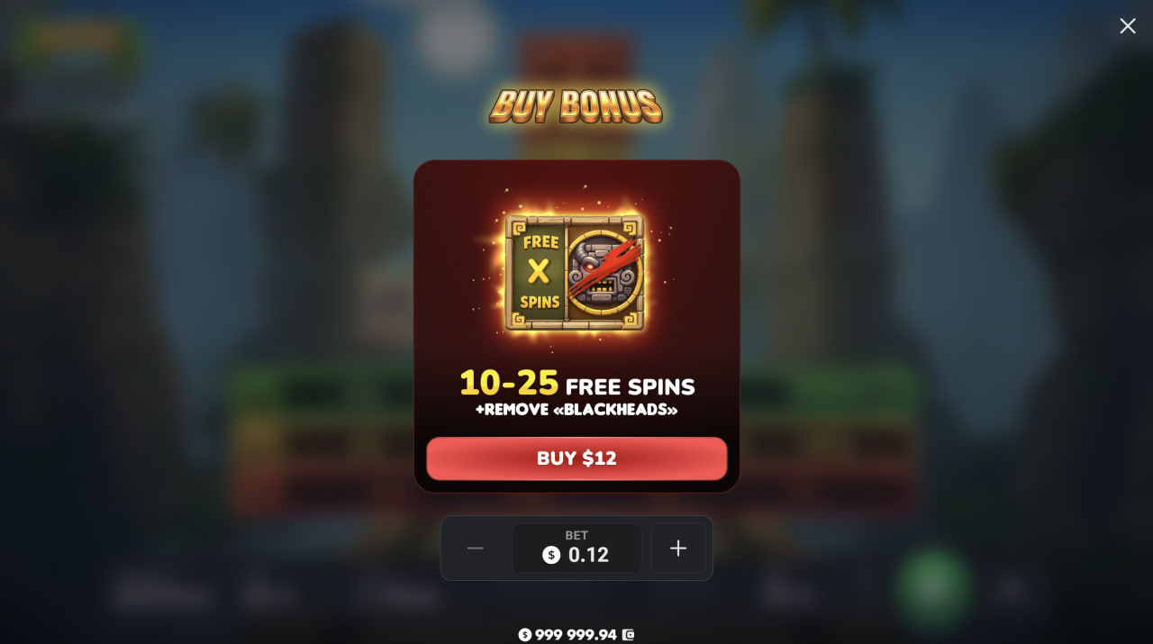 Aztec Totem review of the Bonus Buy window with 10 to 25 free spins in the casino app demo